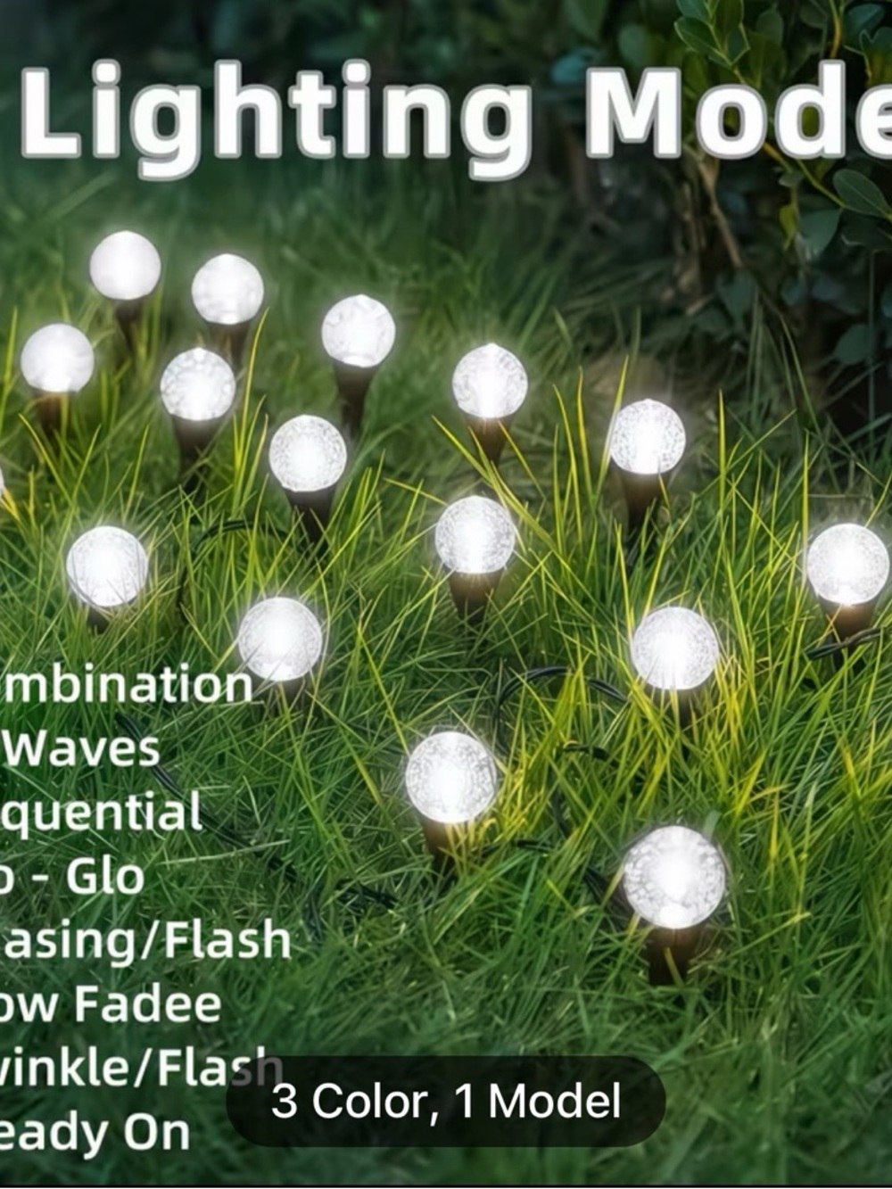 30pcs Outdoor Solar Lights IP44 Crystal Ball String Lights with Light Sensor